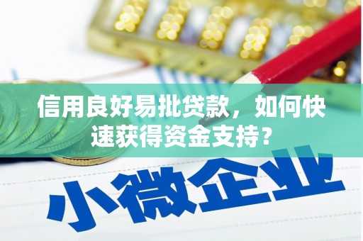 东至信用良好易批贷款，如何快速获得资金支持？