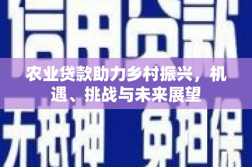 东至农业贷款助力乡村振兴，机遇、挑战与未来展望