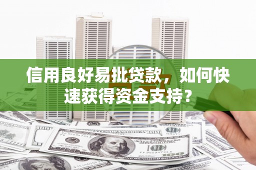 东至信用良好易批贷款，如何快速获得资金支持？