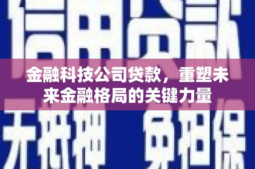 东至金融科技公司贷款，重塑未来金融格局的关键力量