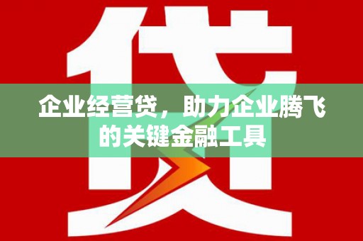 东至企业经营贷，助力企业腾飞的关键金融工具