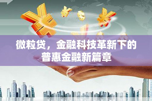 东至微粒贷，金融科技革新下的普惠金融新篇章