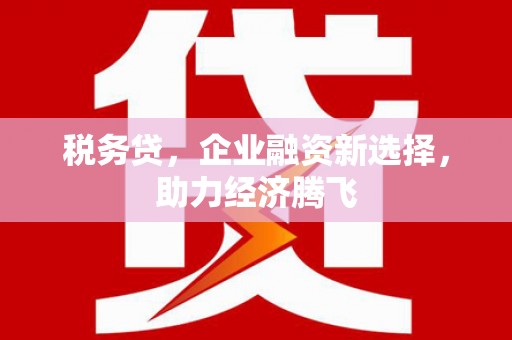 东至税务贷，企业融资新选择，助力经济腾飞