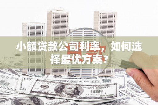 东至小额贷款公司利率，如何选择最优方案？