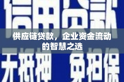东至供应链贷款，企业资金流动的智慧之选