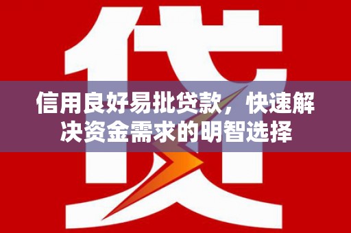 东至信用良好易批贷款，快速解决资金需求的明智选择