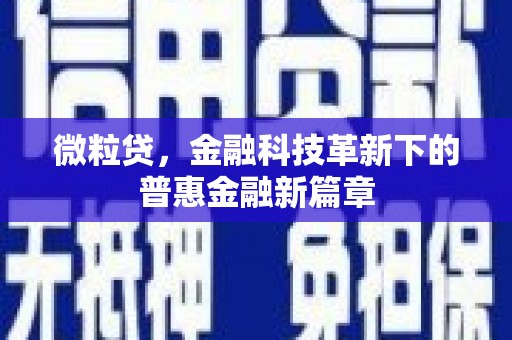 东至微粒贷，金融科技革新下的普惠金融新篇章