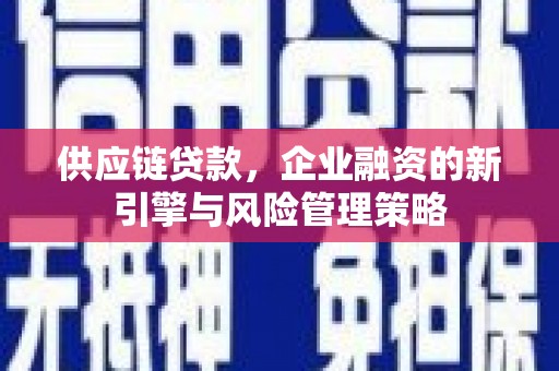 东至供应链贷款，企业融资的新引擎与风险管理策略