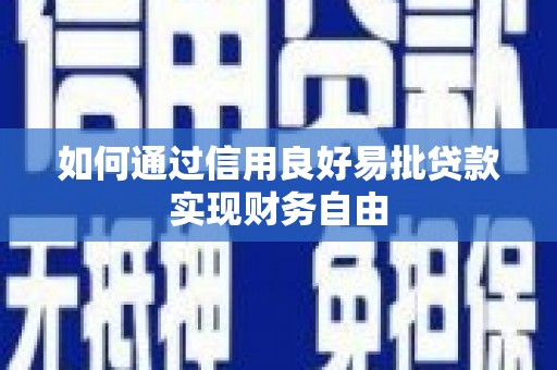 东至如何通过信用良好易批贷款实现财务自由