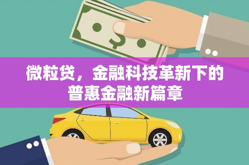 东至微粒贷，金融科技革新下的普惠金融新篇章