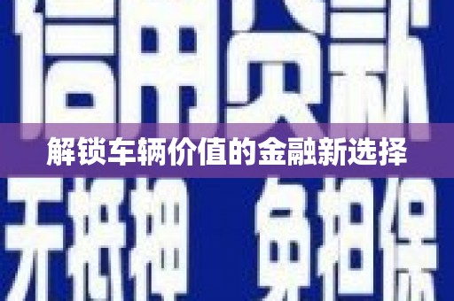 东至解锁车辆价值的金融新选择