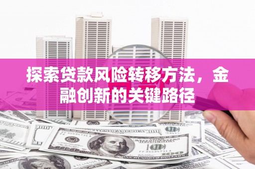 东至探索贷款风险转移方法，金融创新的关键路径