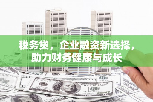 东至税务贷，企业融资新选择，助力财务健康与成长
