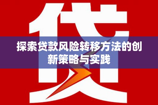 东至探索贷款风险转移方法的创新策略与实践